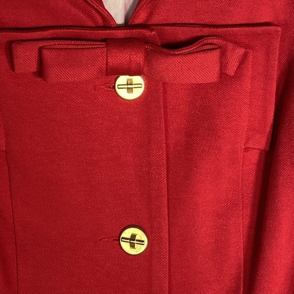 Cabi Red Blazer Jacket Women Sz 6 Bow Gold Buttons - Picture 4 of 8